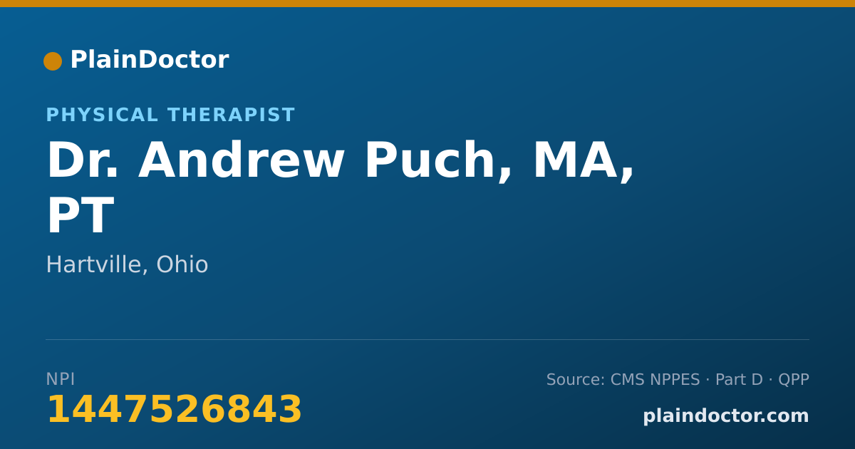Shareable card for Andrew Puch, MA, PT - Physical Therapist, Hartville, OH