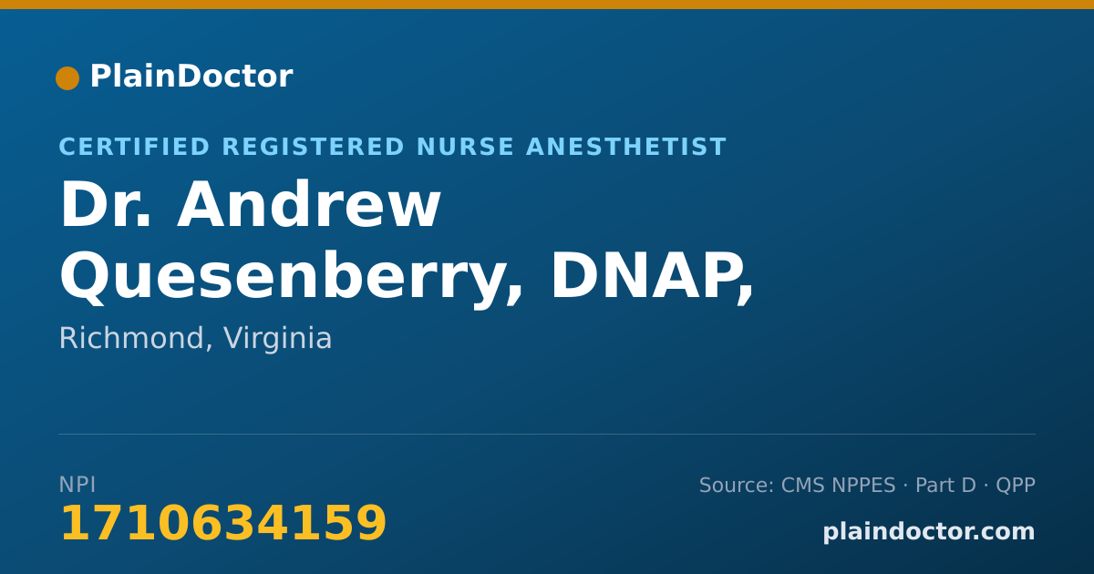 Shareable card for Andrew Quesenberry, DNAP, CRNA - Certified Registered Nurse Anesthetist, Richmond, VA
