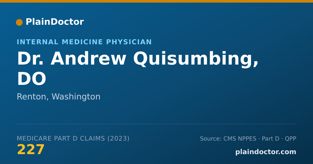 Shareable card for Andrew Quisumbing, DO - Internal Medicine Physician, Renton, WA