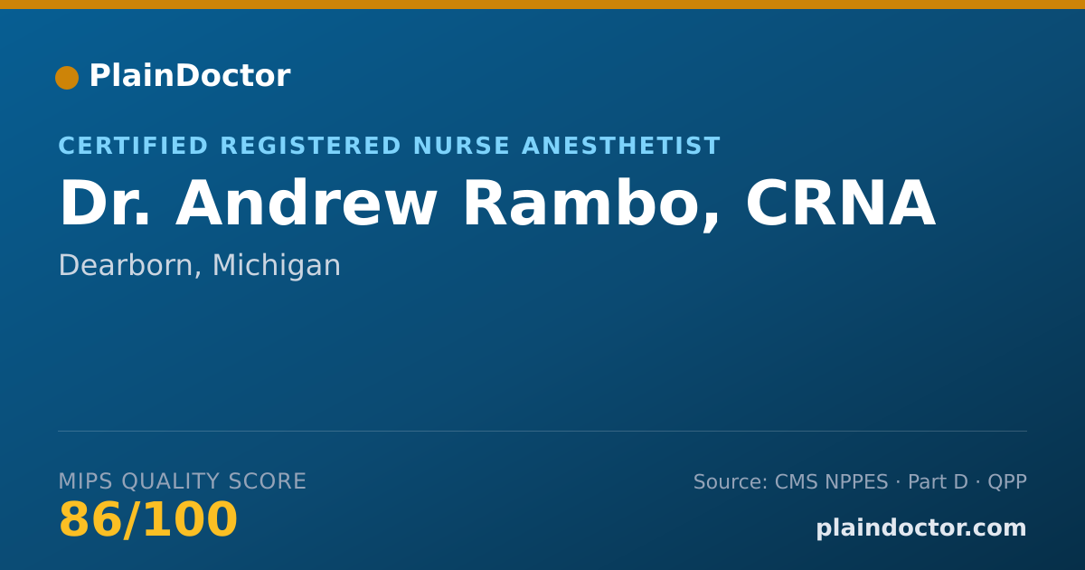 Shareable card for Andrew Rambo, CRNA - Certified Registered Nurse Anesthetist, Dearborn, MI