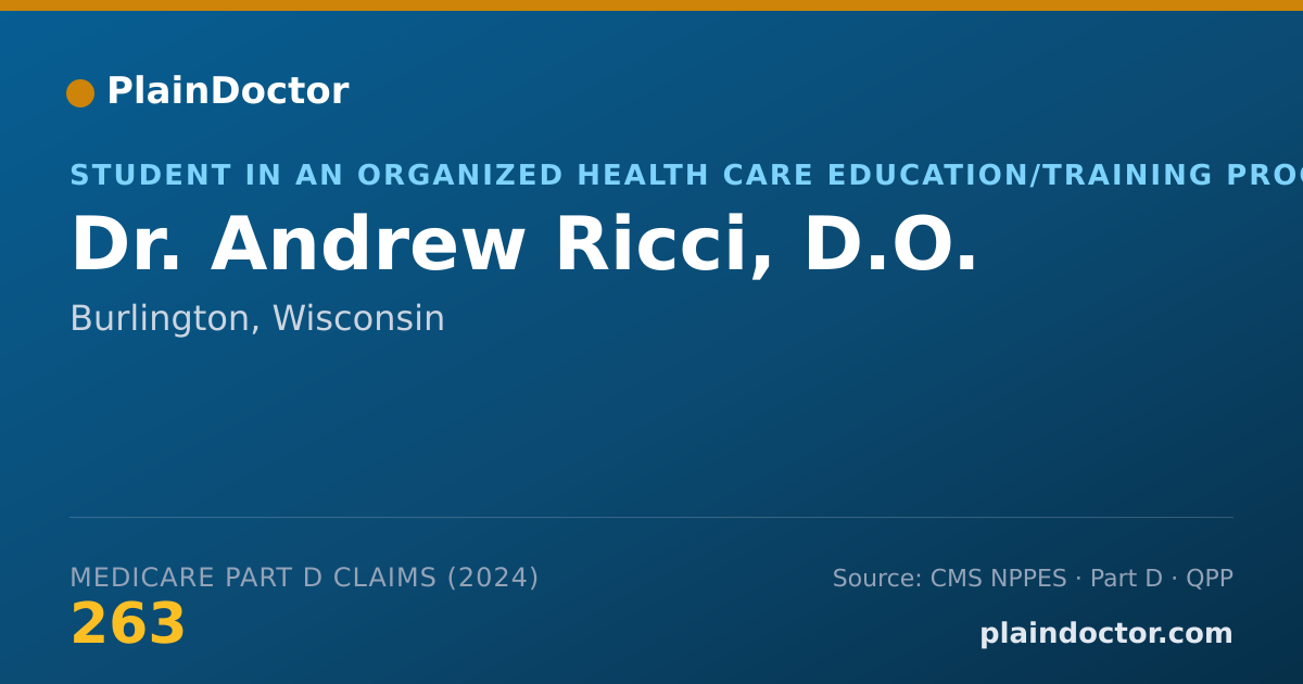 Shareable card for Andrew Ricci, D.O. - Student in an Organized Health Care Education/Training Program, Burlington, WI