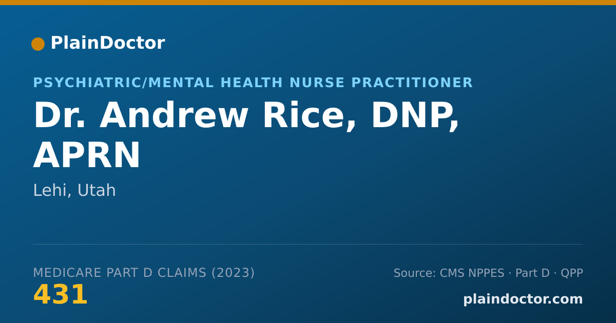 Shareable card for Andrew Rice, DNP, APRN - Psychiatric/Mental Health Nurse Practitioner, Lehi, UT