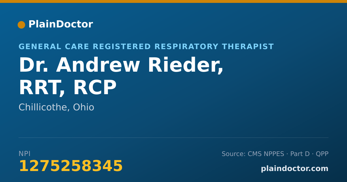 Shareable card for Andrew Rieder, RRT, RCP - General Care Registered Respiratory Therapist, Chillicothe, OH
