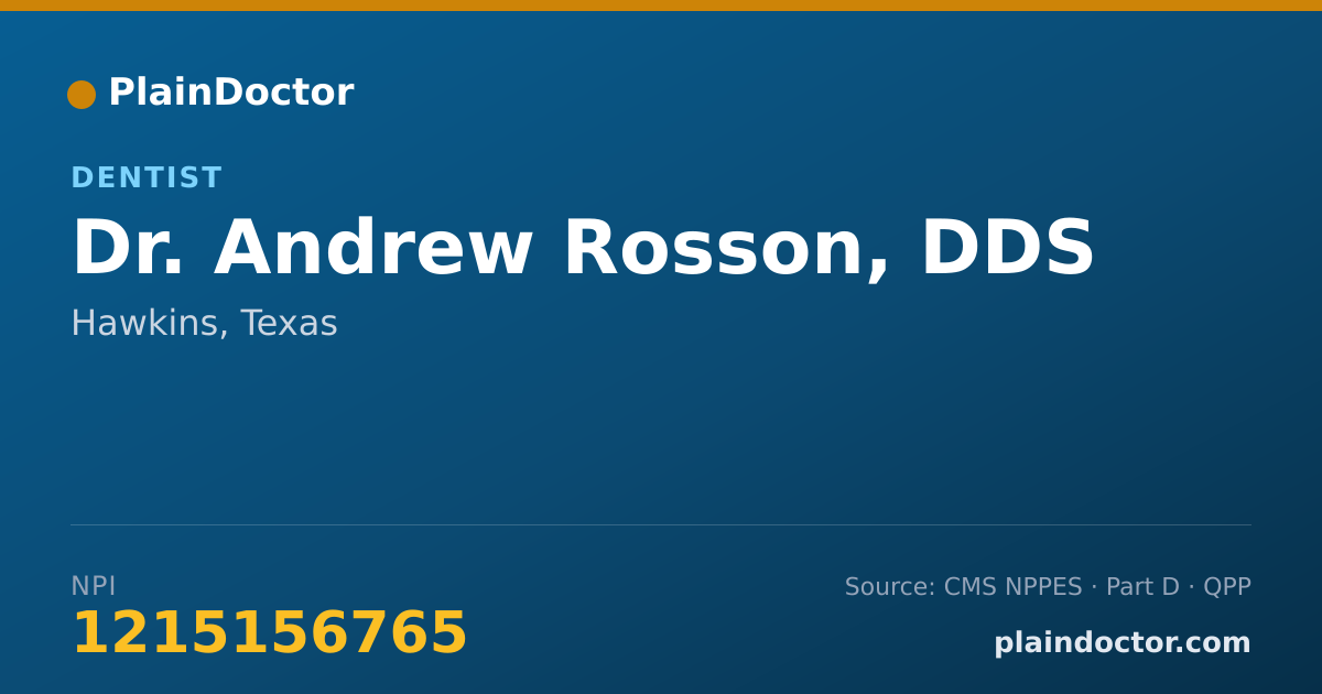 Shareable card for Andrew Rosson, DDS - Dentist, Hawkins, TX