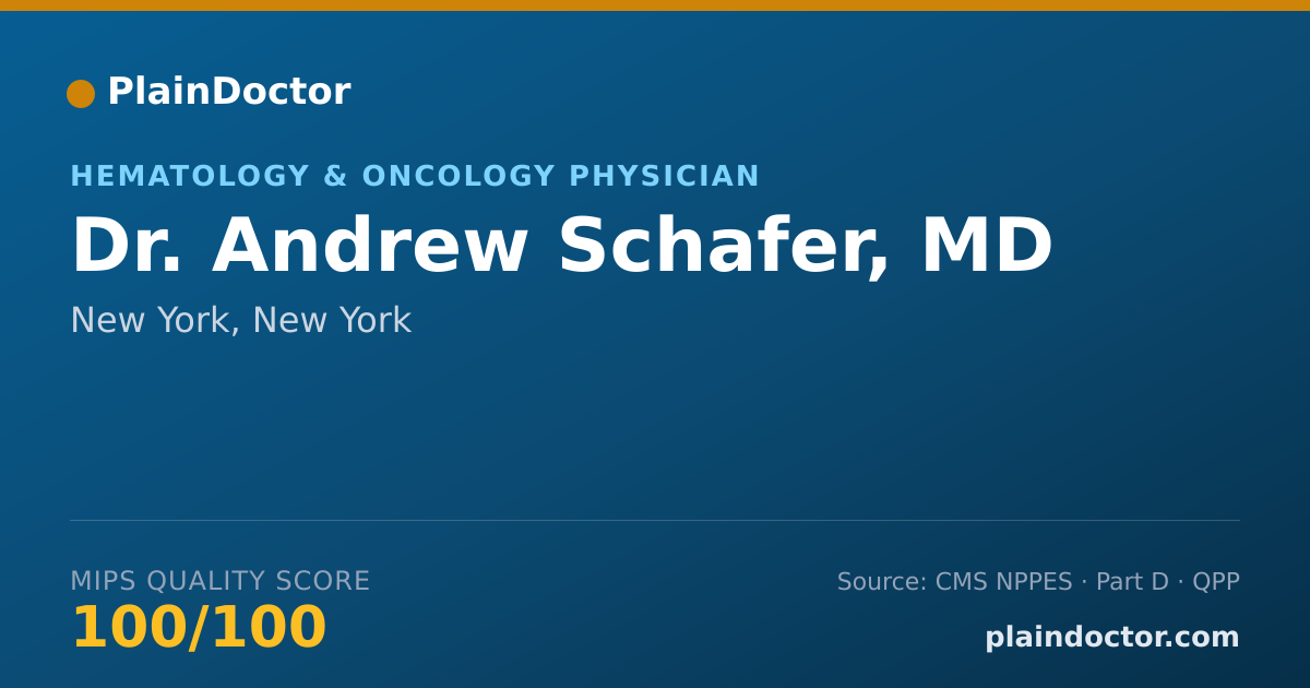 Shareable card for Andrew Schafer, MD - Hematology & Oncology Physician, New York, NY