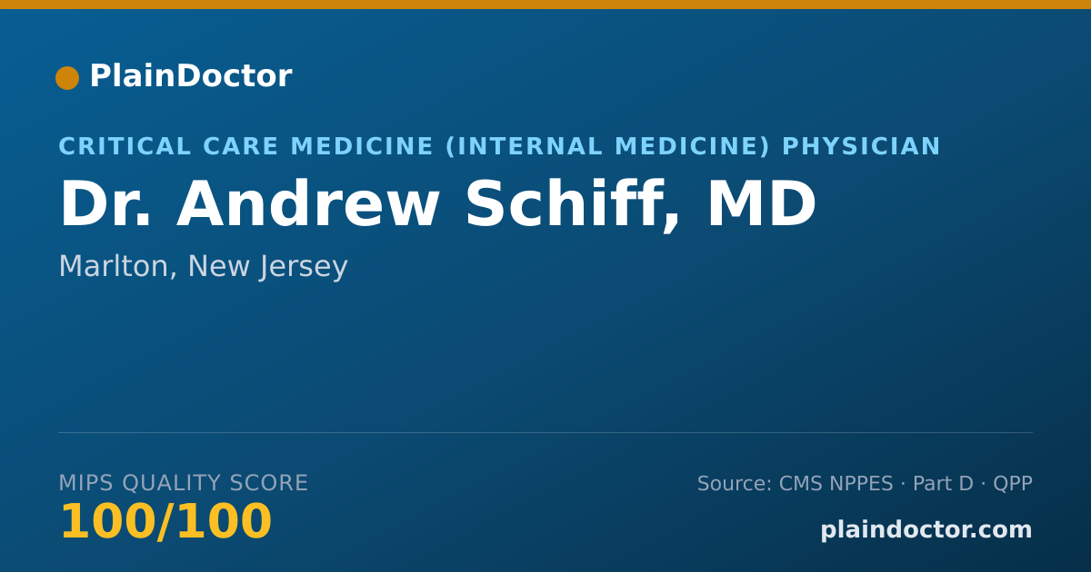 Shareable card for Andrew Schiff, MD - Critical Care Medicine (Internal Medicine) Physician, Marlton, NJ