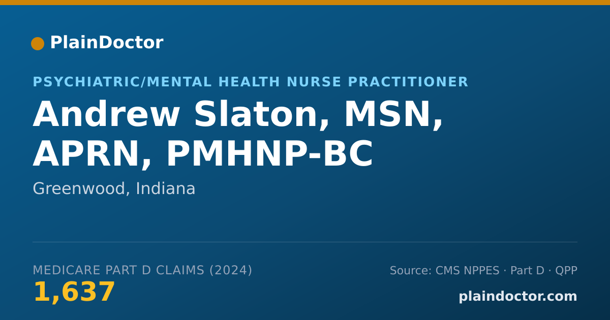 Shareable card for Andrew Slaton, MSN, APRN, PMHNP-BC - Psychiatric/Mental Health Nurse Practitioner, Greenwood, IN