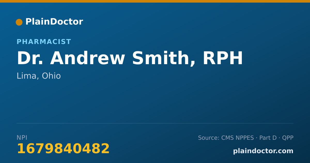 Shareable card for Andrew Smith, RPH - Pharmacist, Lima, OH