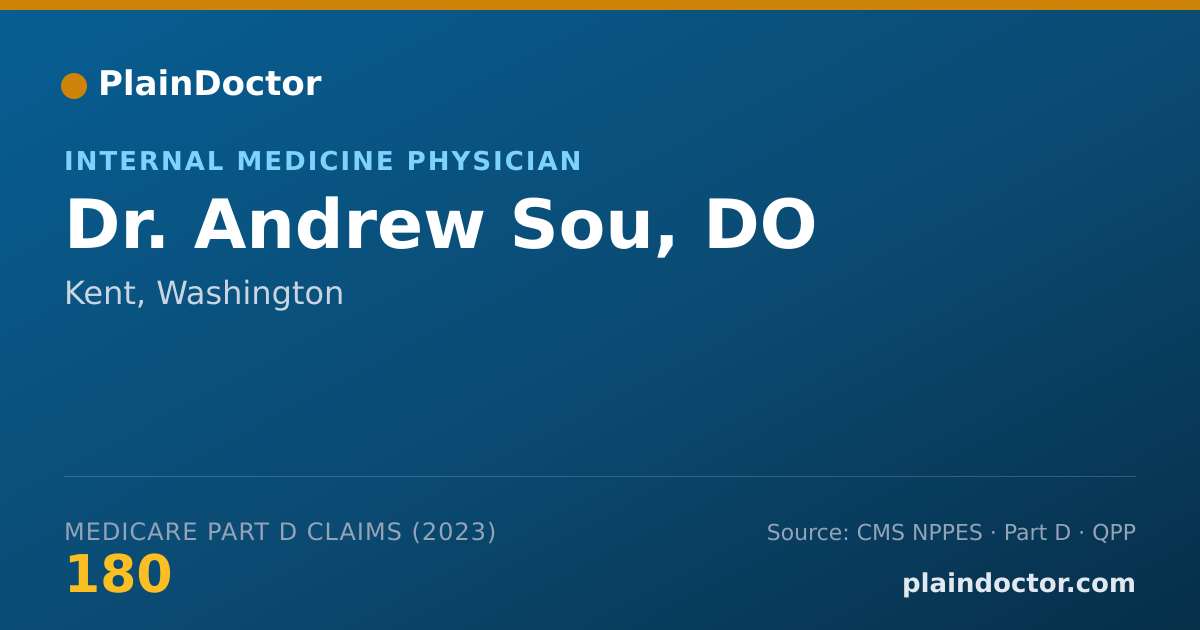 Shareable card for Andrew Sou, DO - Internal Medicine Physician, Kent, WA