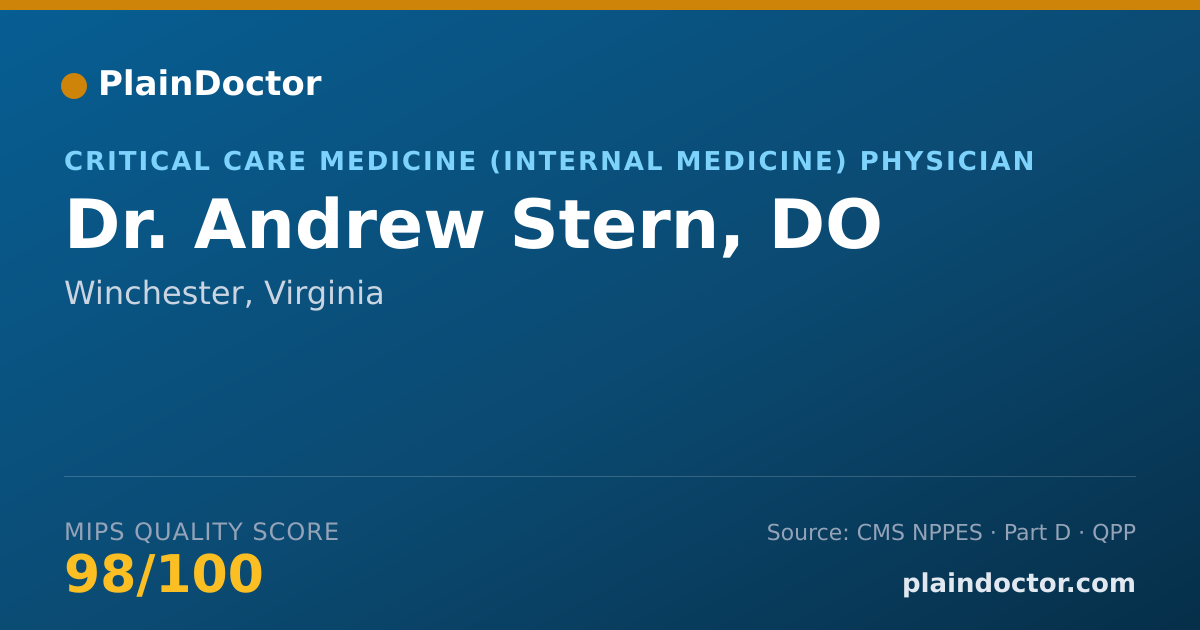Shareable card for Andrew Stern, DO - Critical Care Medicine (Internal Medicine) Physician, Winchester, VA