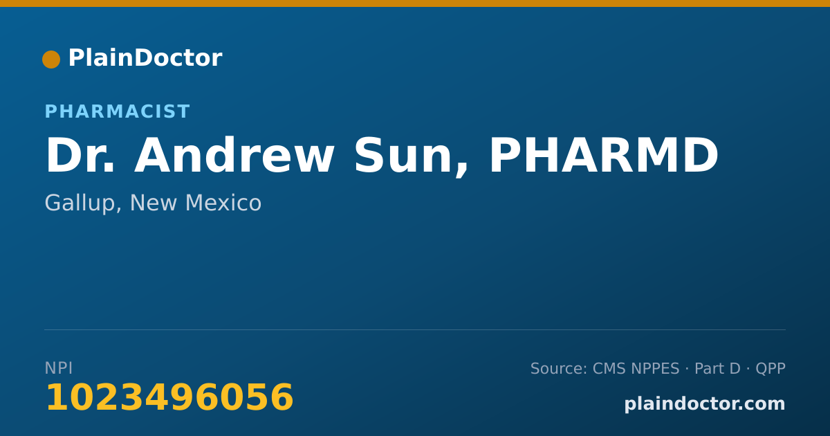 Shareable card for Andrew Sun, PHARMD - Pharmacist, Gallup, NM