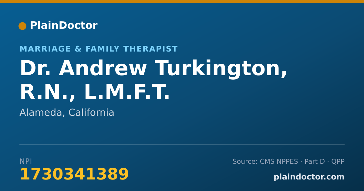 Shareable card for Andrew Turkington, R.N., L.M.F.T. - Marriage & Family Therapist, Alameda, CA