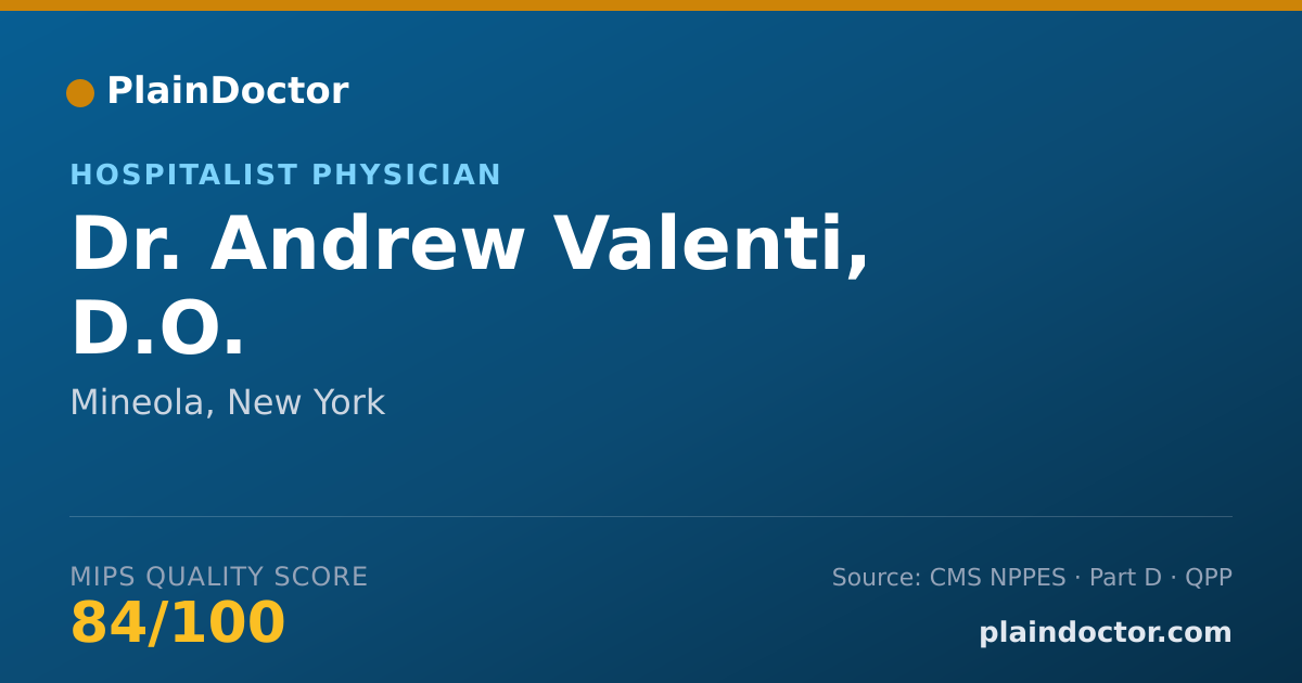 Shareable card for Andrew Valenti, D.O. - Hospitalist Physician, Mineola, NY