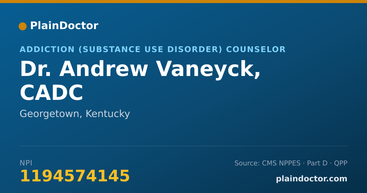Shareable card for Andrew Vaneyck, CADC - Addiction (Substance Use Disorder) Counselor, Georgetown, KY