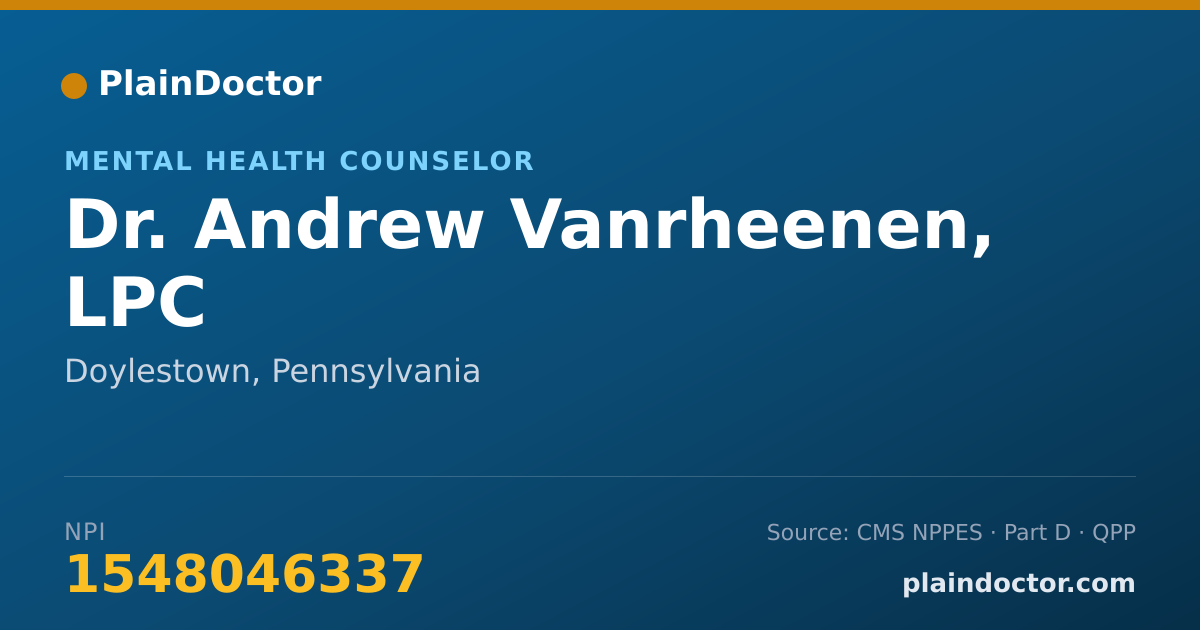 Shareable card for Andrew Vanrheenen, LPC - Mental Health Counselor, Doylestown, PA