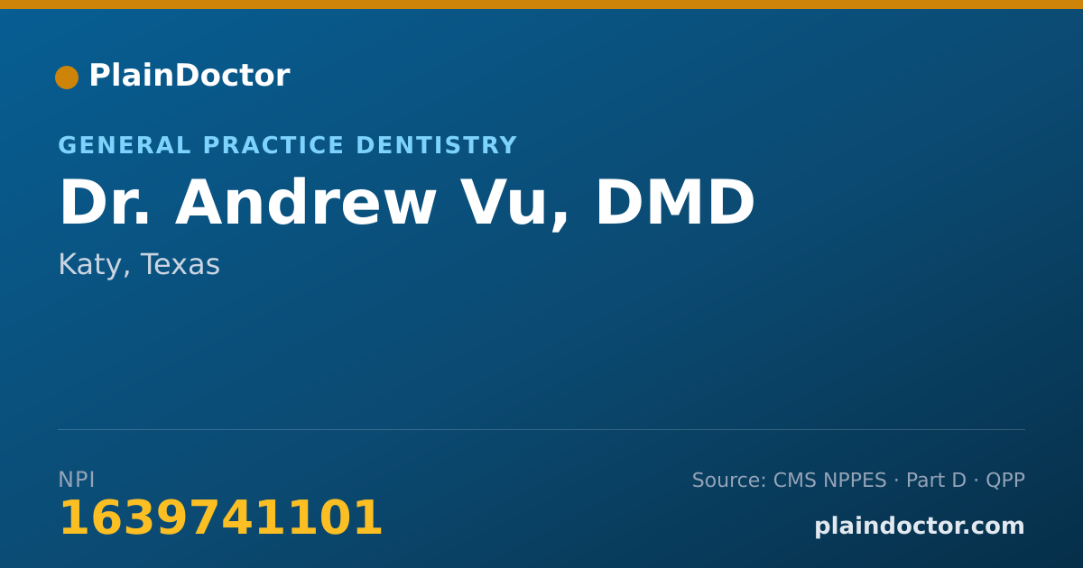 Shareable card for Andrew Vu, DMD - Dentist, Katy, TX