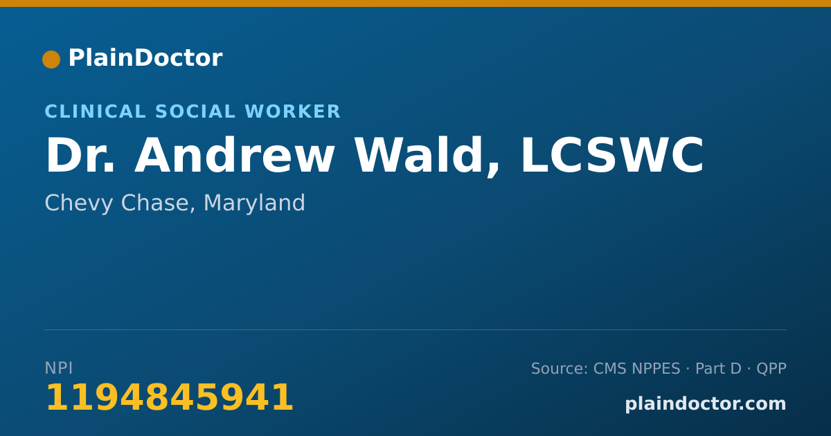 Shareable card for Andrew Wald, LCSWC - Clinical Social Worker, Chevy Chase, MD
