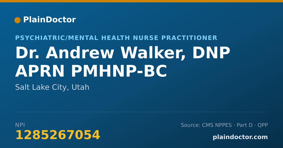 Shareable card for Andrew Walker, DNP APRN PMHNP-BC - Psychiatric/Mental Health Nurse Practitioner, Salt Lake City, UT