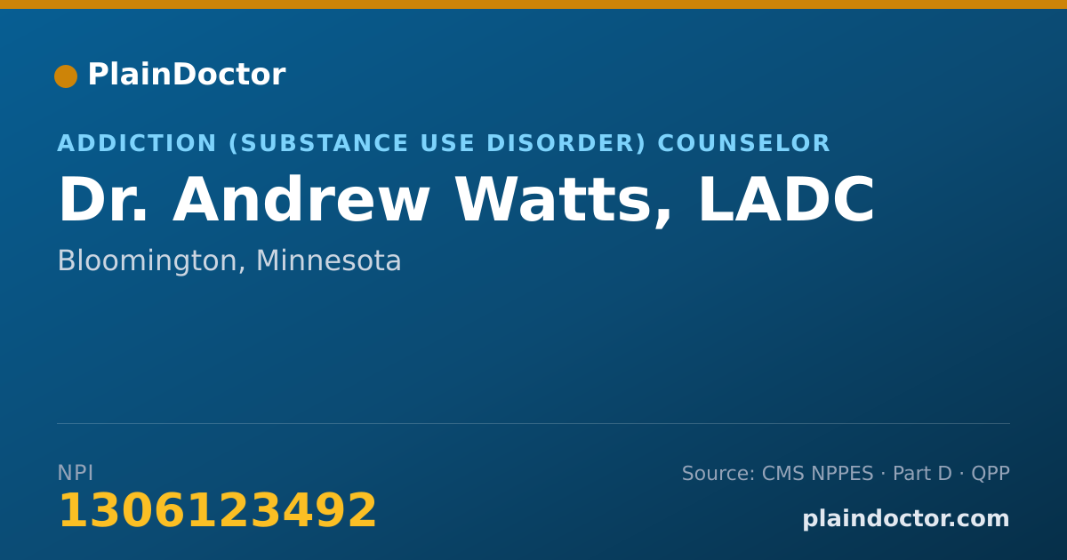 Shareable card for Andrew Watts, LADC - Addiction (Substance Use Disorder) Counselor, Bloomington, MN