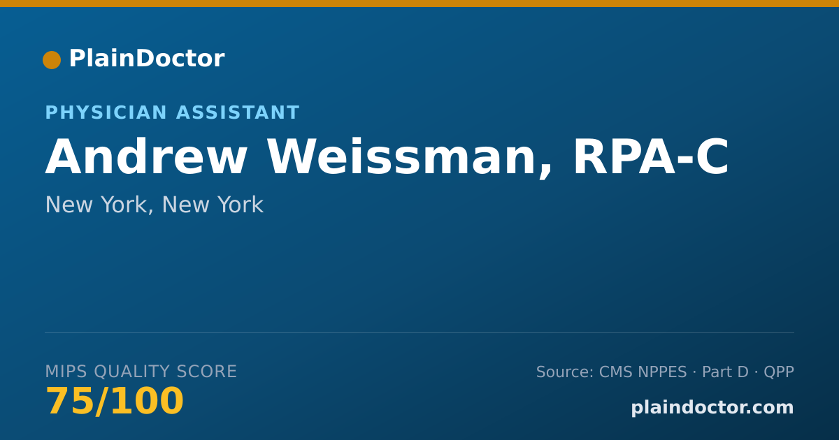 Shareable card for Andrew Weissman, RPA-C - Physician Assistant, New York, NY