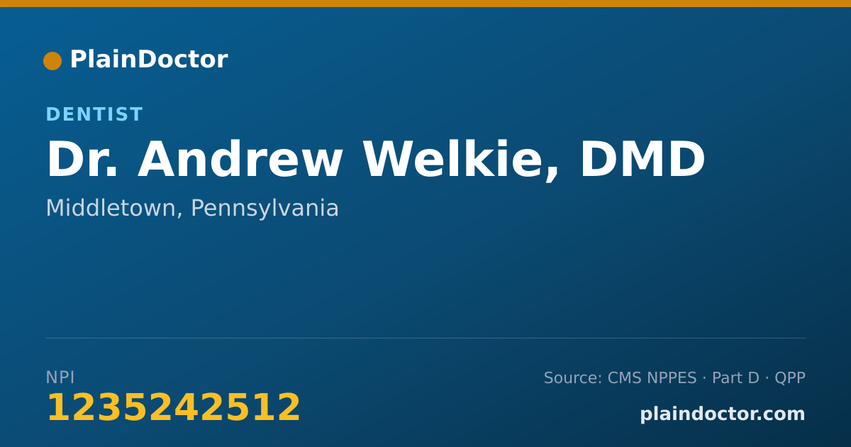 Shareable card for Andrew Welkie, DMD - Dentist, Middletown, PA