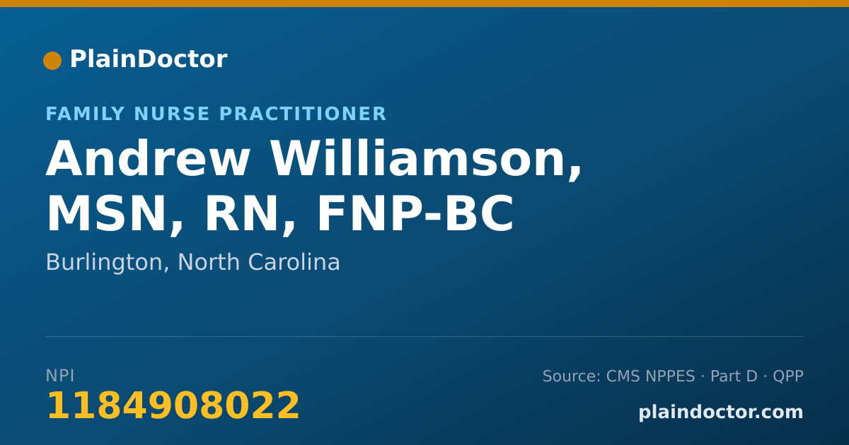 Shareable card for Andrew Williamson, MSN, RN, FNP-BC - Family Nurse Practitioner, Burlington, NC