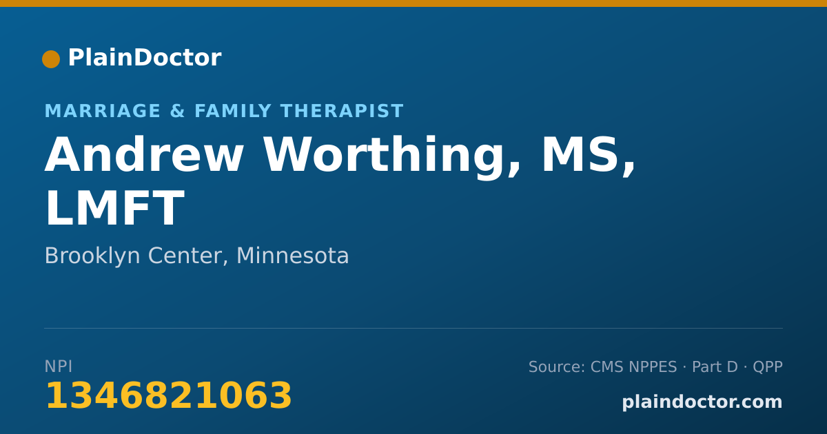 Shareable card for Andrew Worthing, MS, LMFT - Marriage & Family Therapist, Brooklyn Center, MN
