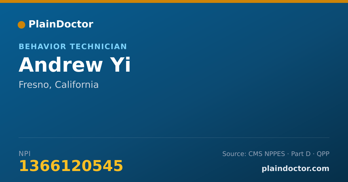 Shareable card for Andrew Yi - Behavior Technician, Fresno, CA