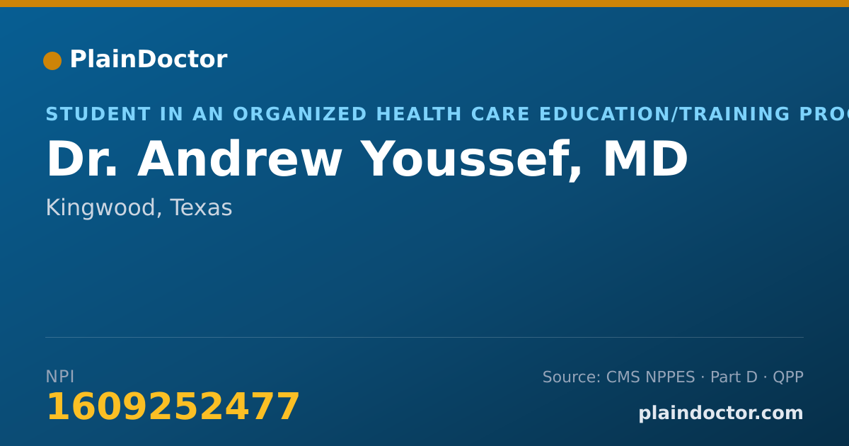 Shareable card for Andrew Youssef, MD - Pharmacist, Kingwood, TX
