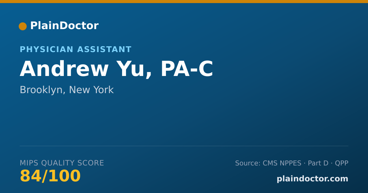 Shareable card for Andrew Yu, PA-C - Physician Assistant, Brooklyn, NY