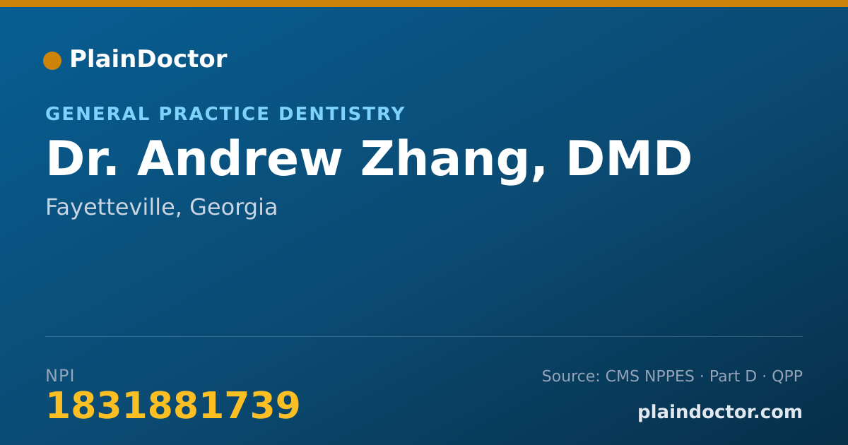 Shareable card for Andrew Zhang, DMD - General Practice Dentistry, Fayetteville, GA