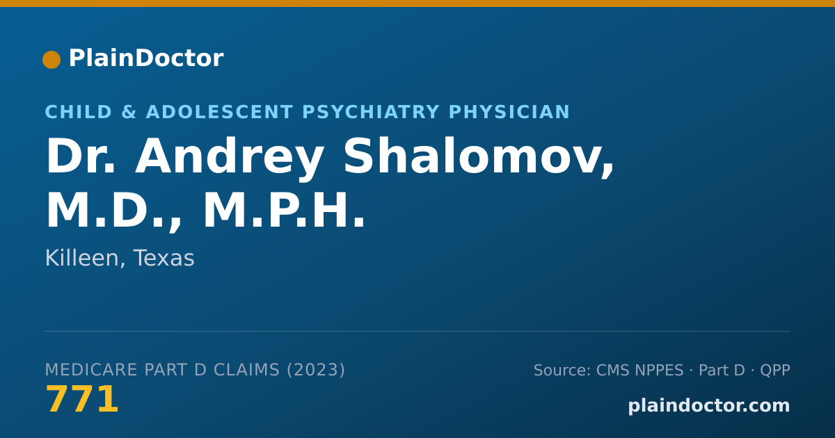 Shareable card for Andrey Shalomov, M.D., M.P.H. - Child & Adolescent Psychiatry Physician, Killeen, TX