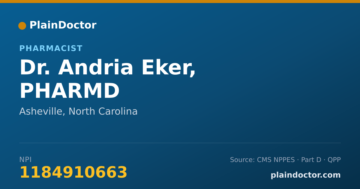 Shareable card for Andria Eker, PHARMD - Pharmacist, Asheville, NC