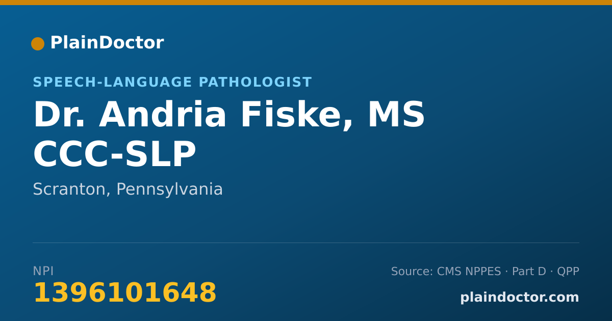 Shareable card for Andria Fiske, MS CCC-SLP - Speech-Language Pathologist, Scranton, PA