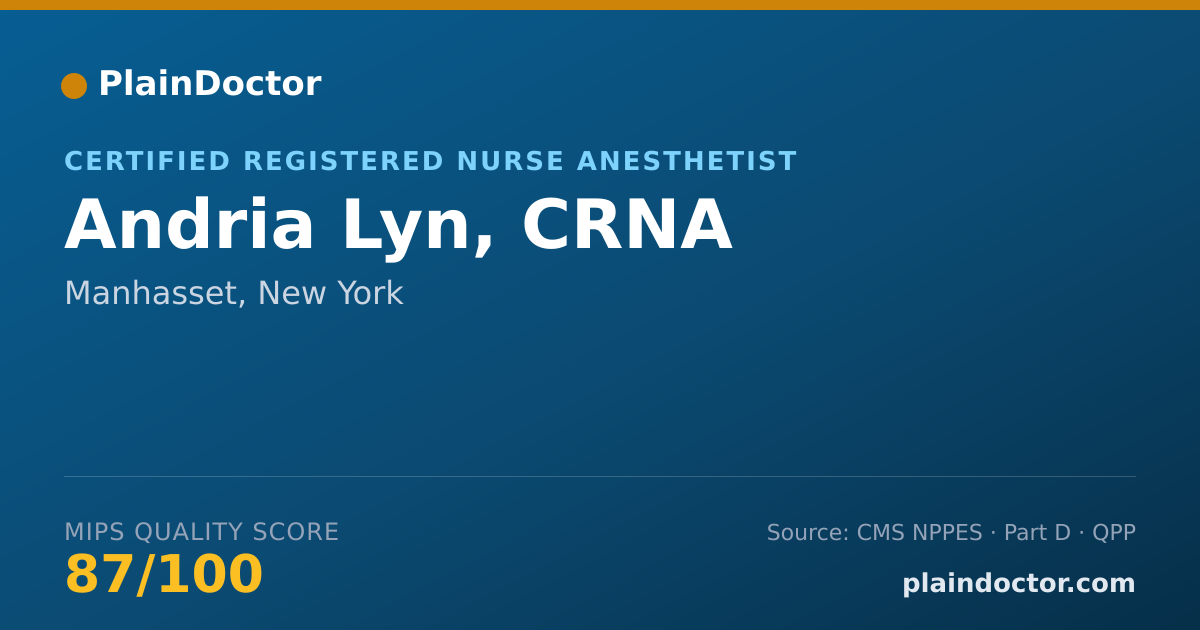 Shareable card for Andria Lyn, CRNA - Certified Registered Nurse Anesthetist, Manhasset, NY