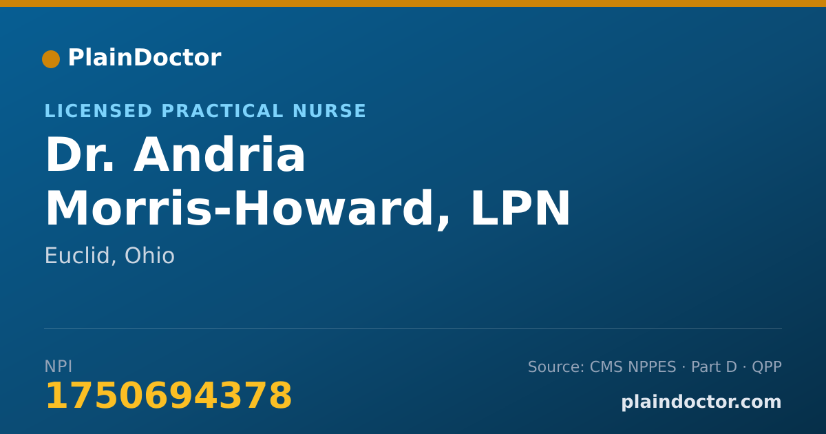 Shareable card for Andria Morris-Howard, LPN - Licensed Practical Nurse, Euclid, OH