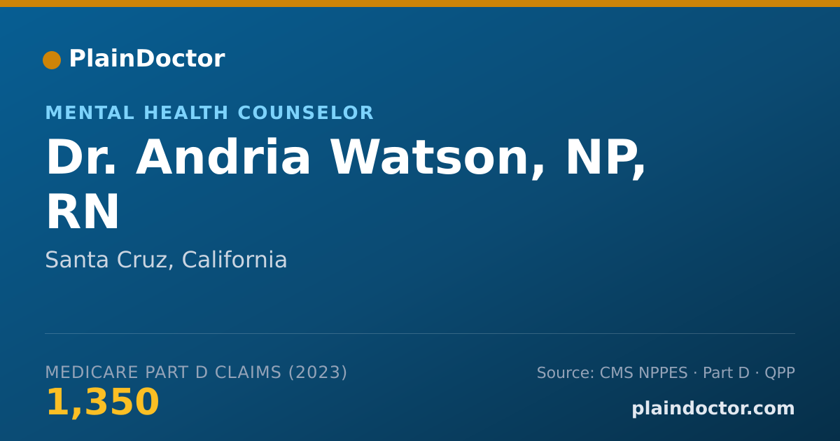 Shareable card for Andria Watson, NP, RN - Mental Health Counselor, Santa Cruz, CA