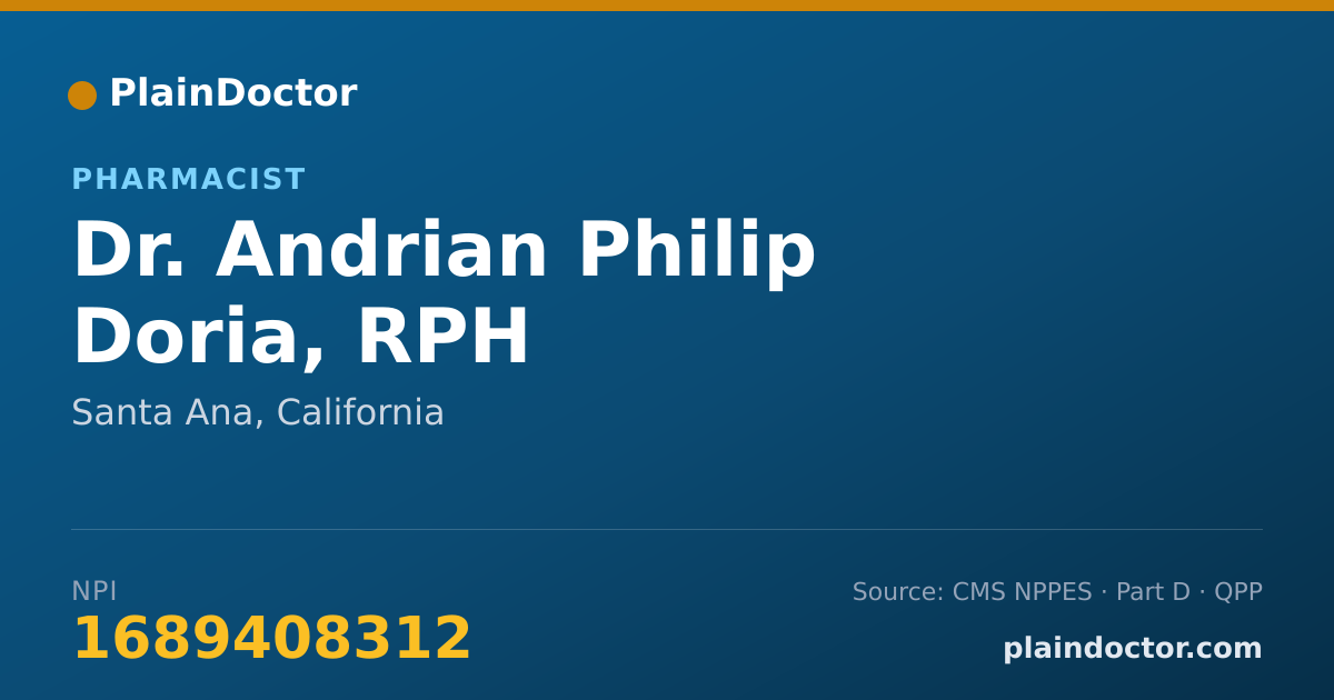 Shareable card for Andrian Philip Doria, RPH - Pharmacist, Santa Ana, CA