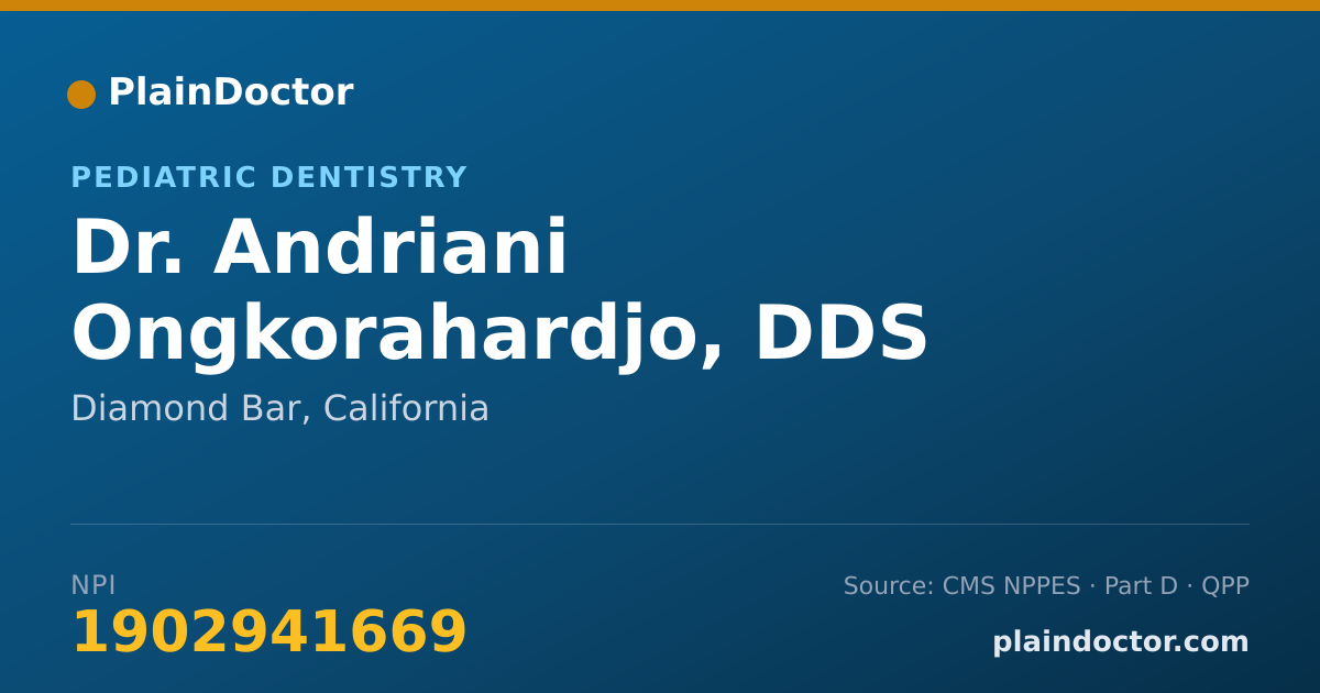 Shareable card for Andriani Ongkorahardjo, DDS - Pediatric Dentistry, Diamond Bar, CA