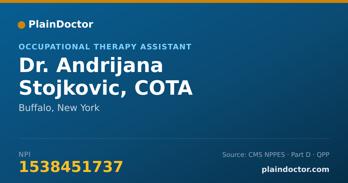 Shareable card for Andrijana Stojkovic, COTA - Occupational Therapy Assistant, Buffalo, NY