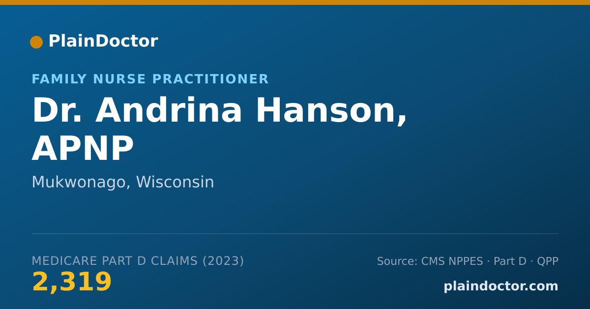 Shareable card for Andrina Hanson, APNP - Family Nurse Practitioner, Mukwonago, WI