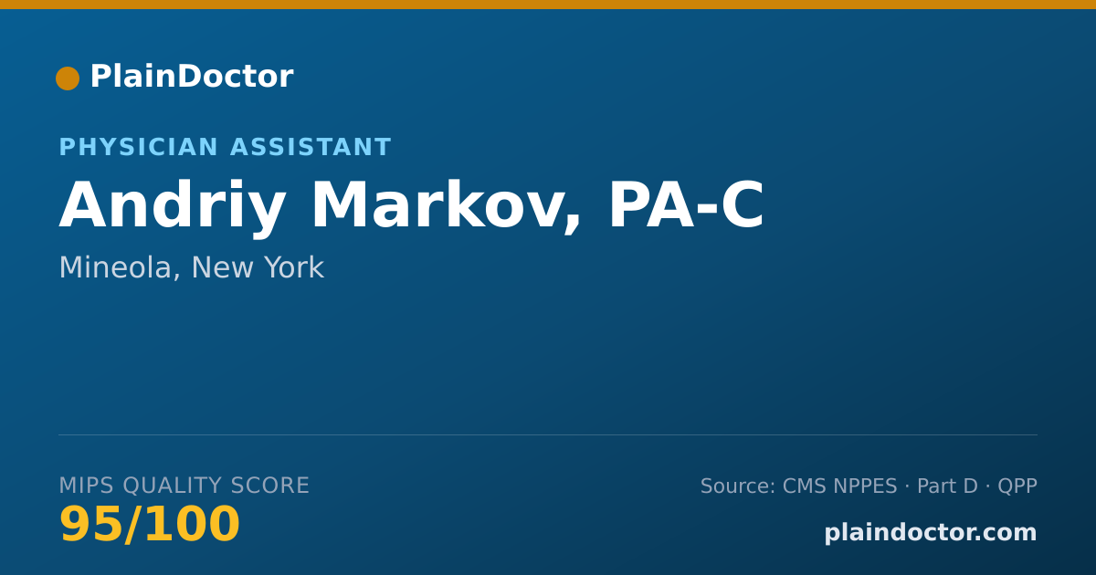 Shareable card for Andriy Markov, PA-C - Physician Assistant, Mineola, NY