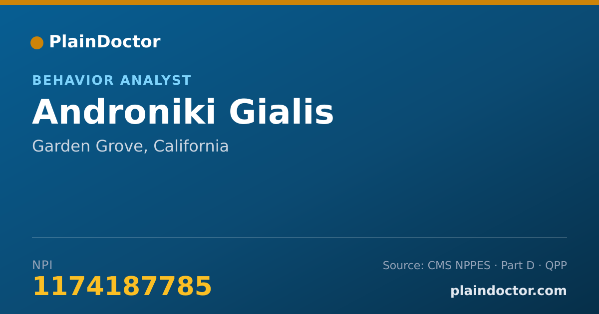 Shareable card for Androniki Gialis - Behavior Analyst, Garden Grove, CA