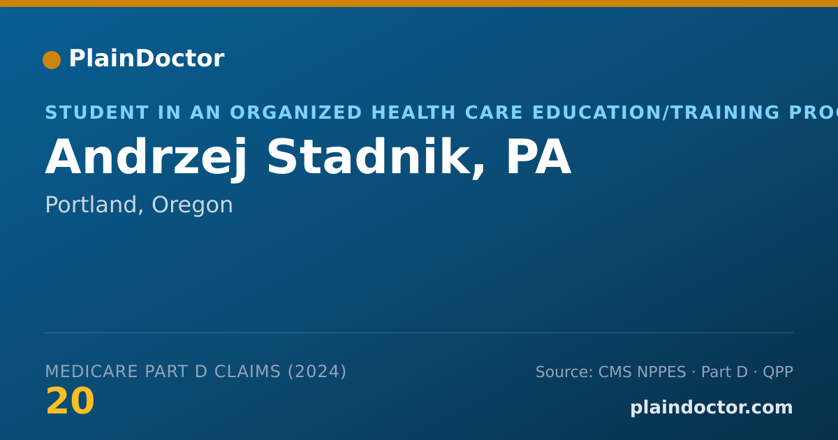 Shareable card for Andrzej Stadnik, PA - Student in an Organized Health Care Education/Training Program, Portland, OR