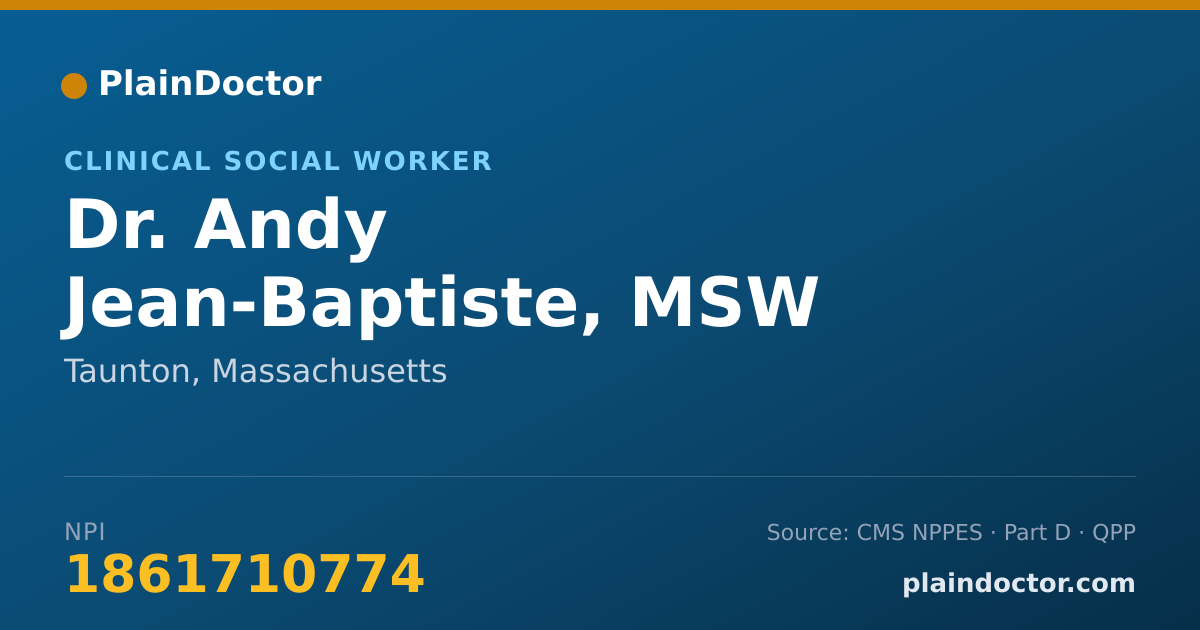 Shareable card for Andy Jean-Baptiste, MSW - Clinical Social Worker, Taunton, MA