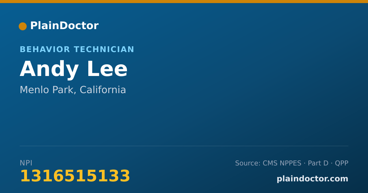 Shareable card for Andy Lee - Behavior Technician, Menlo Park, CA