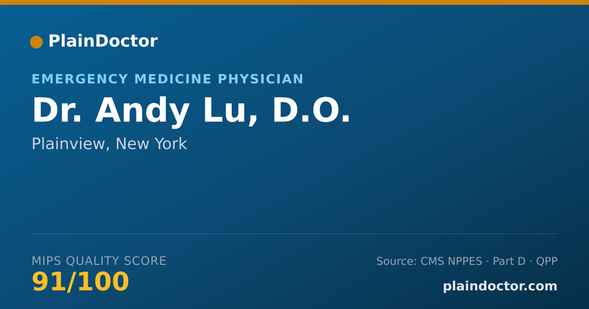 Shareable card for Andy Lu, D.O. - Emergency Medicine Physician, Plainview, NY