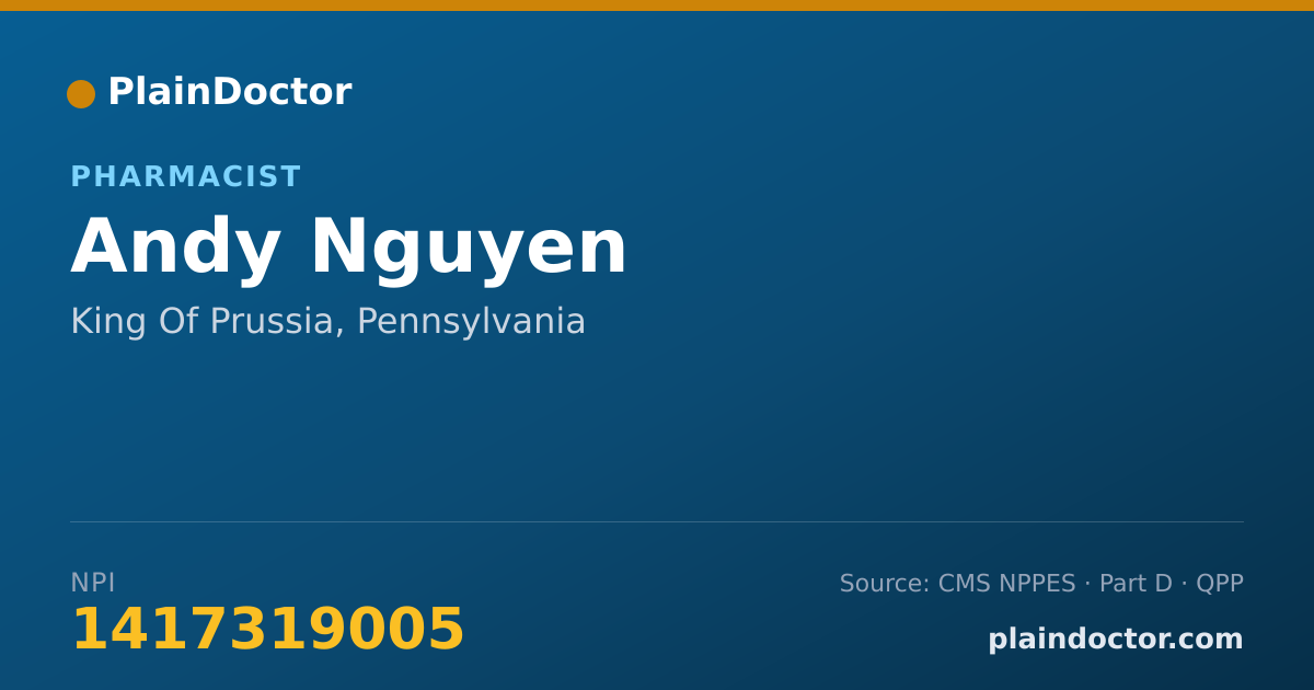 Shareable card for Andy Nguyen - Pharmacist, King Of Prussia, PA