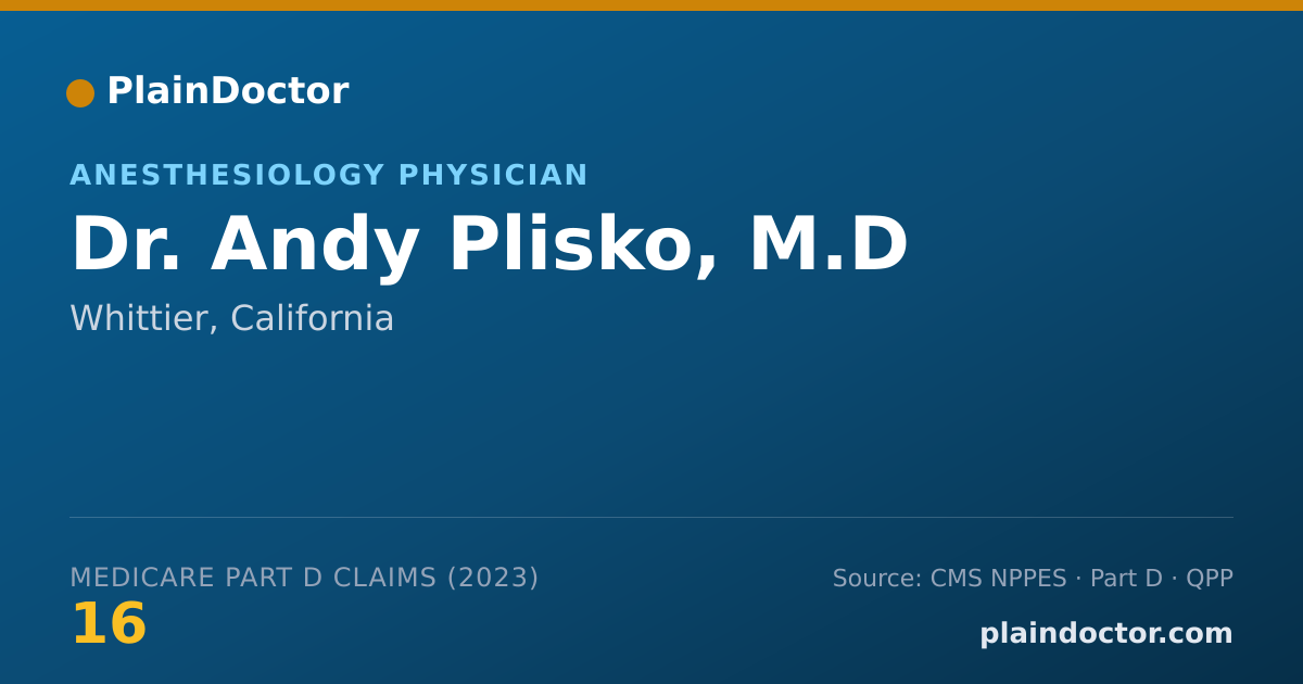 Shareable card for Andy Plisko, M.D - Anesthesiology Physician, Whittier, CA
