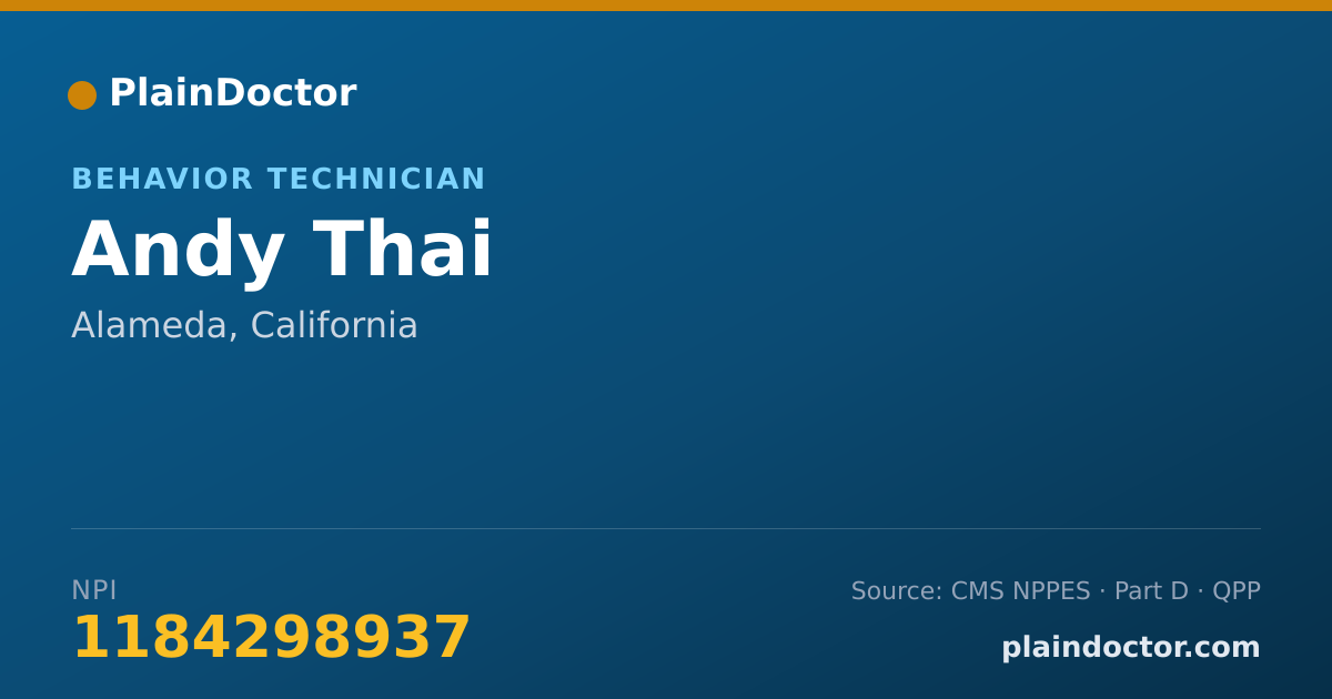 Shareable card for Andy Thai - Behavior Technician, Alameda, CA